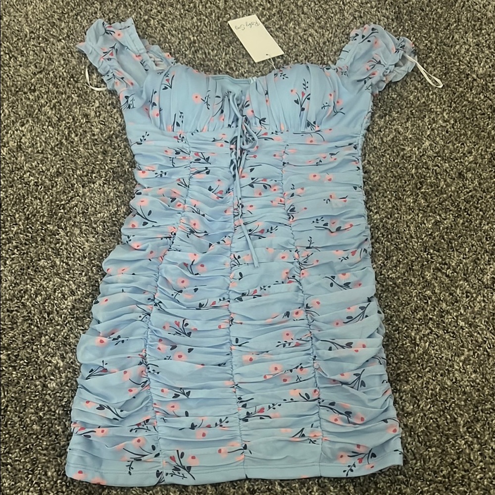 Floral Ruched Off-Shoulder Dress
